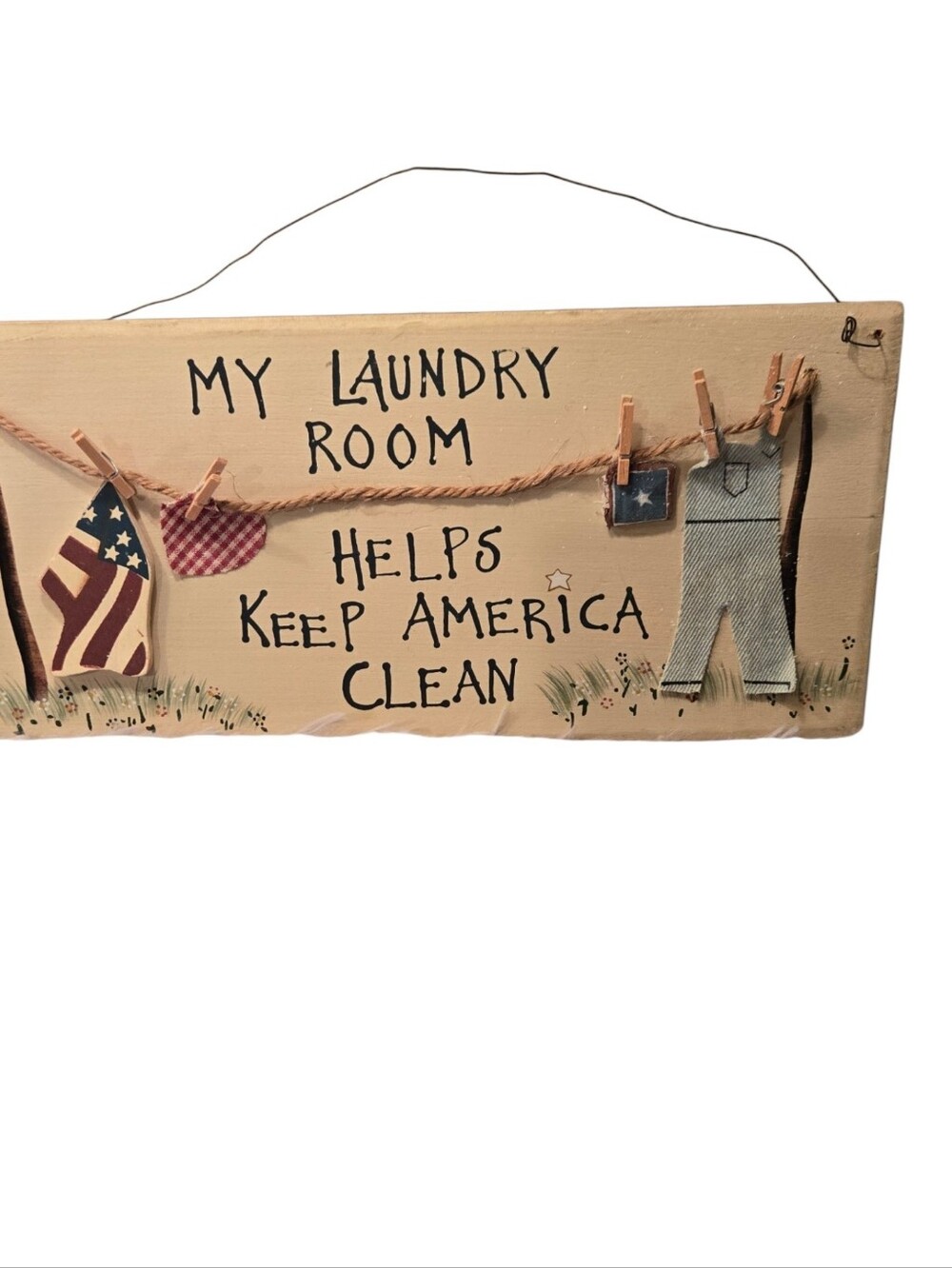 Vintage-Style Laundry Room Wall Sign - Beige Americana
